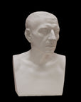 photo of plaster cast sculpture of male head of Cicero with squared bust on a black background