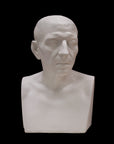 photo of plaster cast sculpture of male head of Cicero with squared bust on a black background