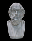 image of a plaster bust of homer on a black background
