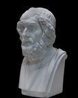 image of a plaster bust of homer on a black background