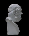image of a plaster bust of homer on a black background