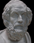 image of a plaster bust of homer on a black background