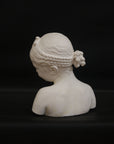 A photo of a sculpture of a Florentine girl on a black background