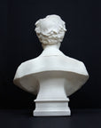 image of a plaster sculpture bust of man, namely Abraham Lincoln, on a gray background