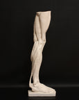 Photo of a sculpture of a leg on a black background