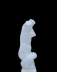 Photo of a sculpture of a ladies torso on a black background 