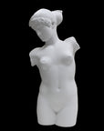 Photo of a sculpture of a female torso with a head
