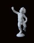 Photo of a sculpture of a cherub on a black background
