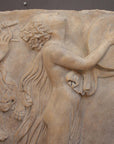 Detail of Photo of sculpture of 2 figures marching with musical instruments on a black background