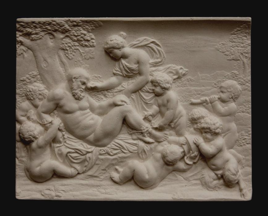 photo of plaster cast sculpture relief of Bacchus and his followers celebrating