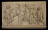 Photo of plaster cast of The Triumphal Entry of Alexander into Babylon, figures with elephant, on a black background