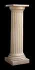 photo of white plaster cast pedestal in the Doric style with a fluted column against a black background