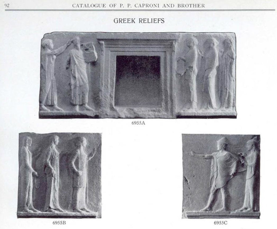 scan of part of 1911 Caproni catalog page 92 with the reliefs from the Passage of the Theoroi